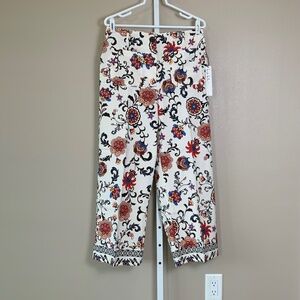 Nicole Miller Colette Cropped Hi-Rise Straight Leg Floral Pants